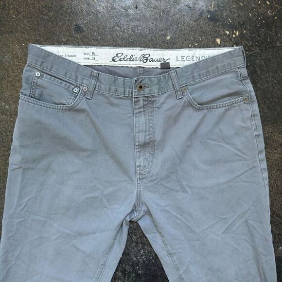 Eddie Bauer Legend Wash Grey Pants Mens Size 37x30 Used Straight Fit - Picture 13 of 13